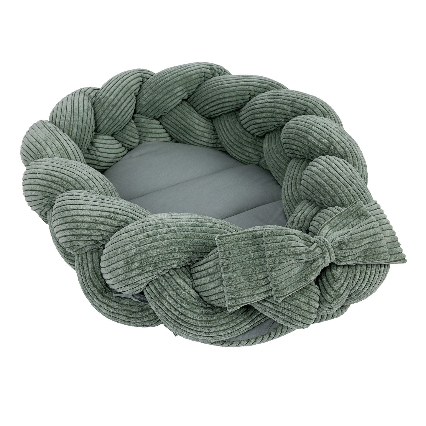 Baby Nest With Braided Bumper - Olive Green