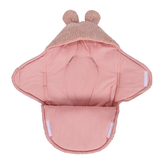 Baby Swaddle with Bear Ears – Powder Pink