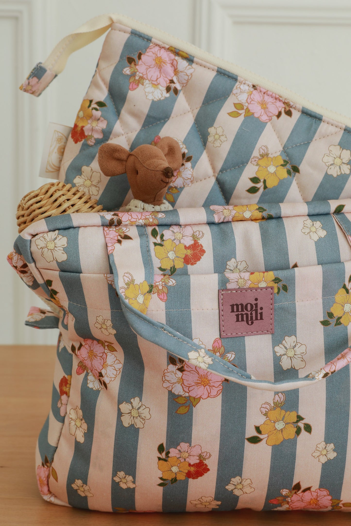 Large Make-Up Bag - Blue Stripes