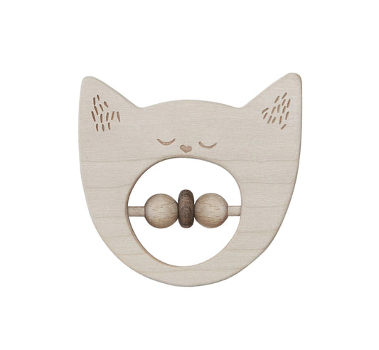 Wooden Rattle - Cat